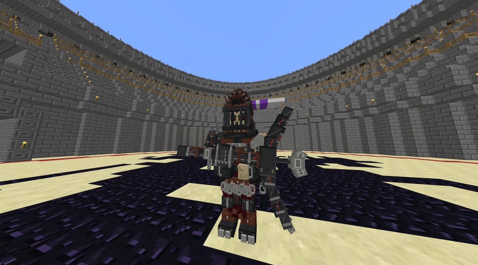 Chain Warden armed with its hook inside the Grand Colosseum