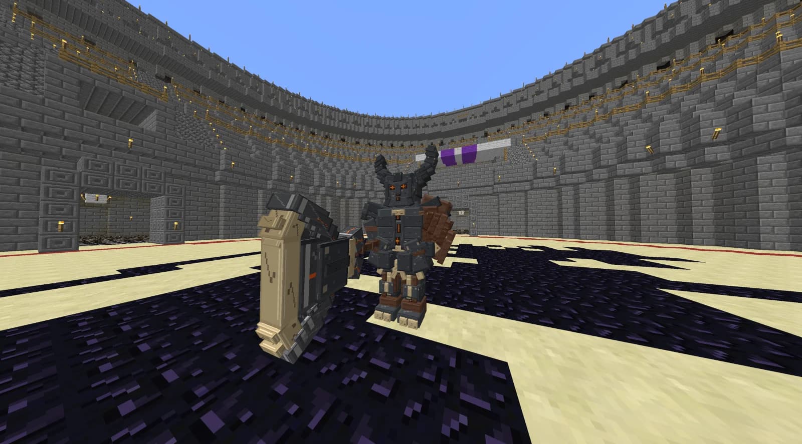 Ember Berserker standing on the Grand Colosseum floor
